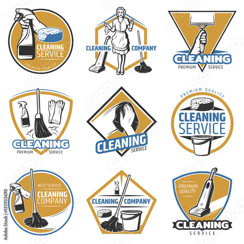 Colorful Cleaning Service Labels