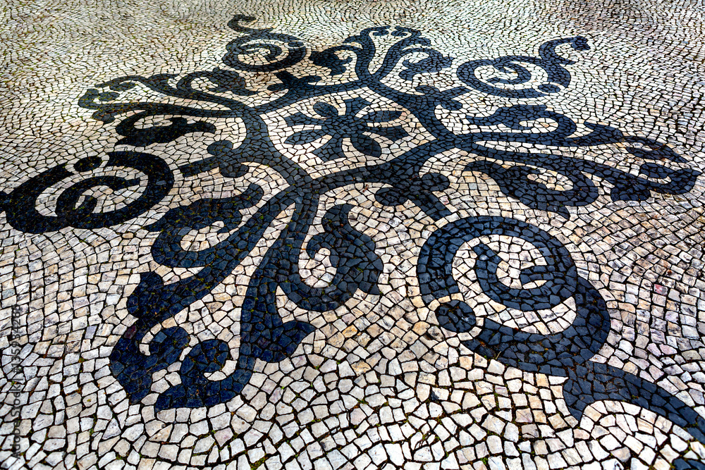 floral mosaic pavement in Lisbon floral mosaic pavement in Lisbon