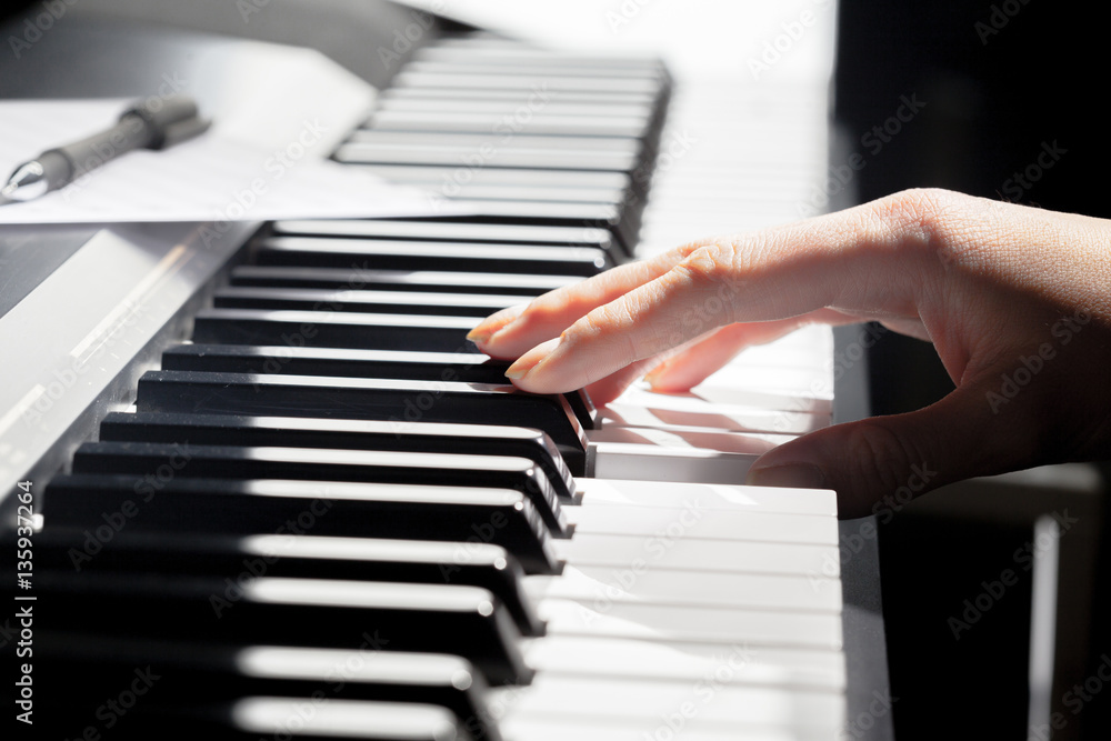 Playing Piano. close up Playing Piano. close up