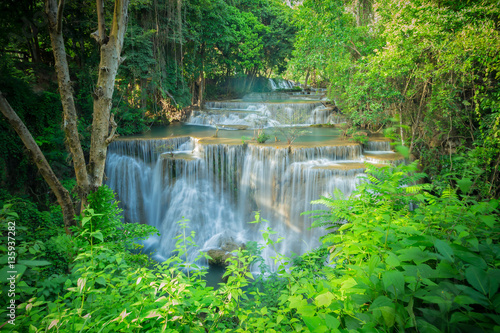Fototapeta Naklejka Na Ścianę i Meble -  Waterfall in the forest at Huay Mae Kamin waterfall National Par