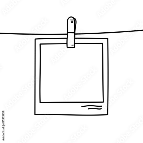 Doodle drawing of photo frame - isolated vector illustration
