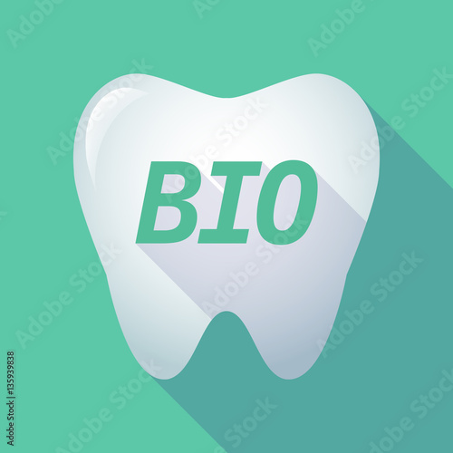 Long shadow tooth with  the text  BIO