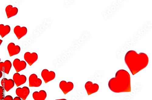 Bright red hearts in two large hearts in the right corner. In order to use Valentine's Day, weddings, International Women's Day