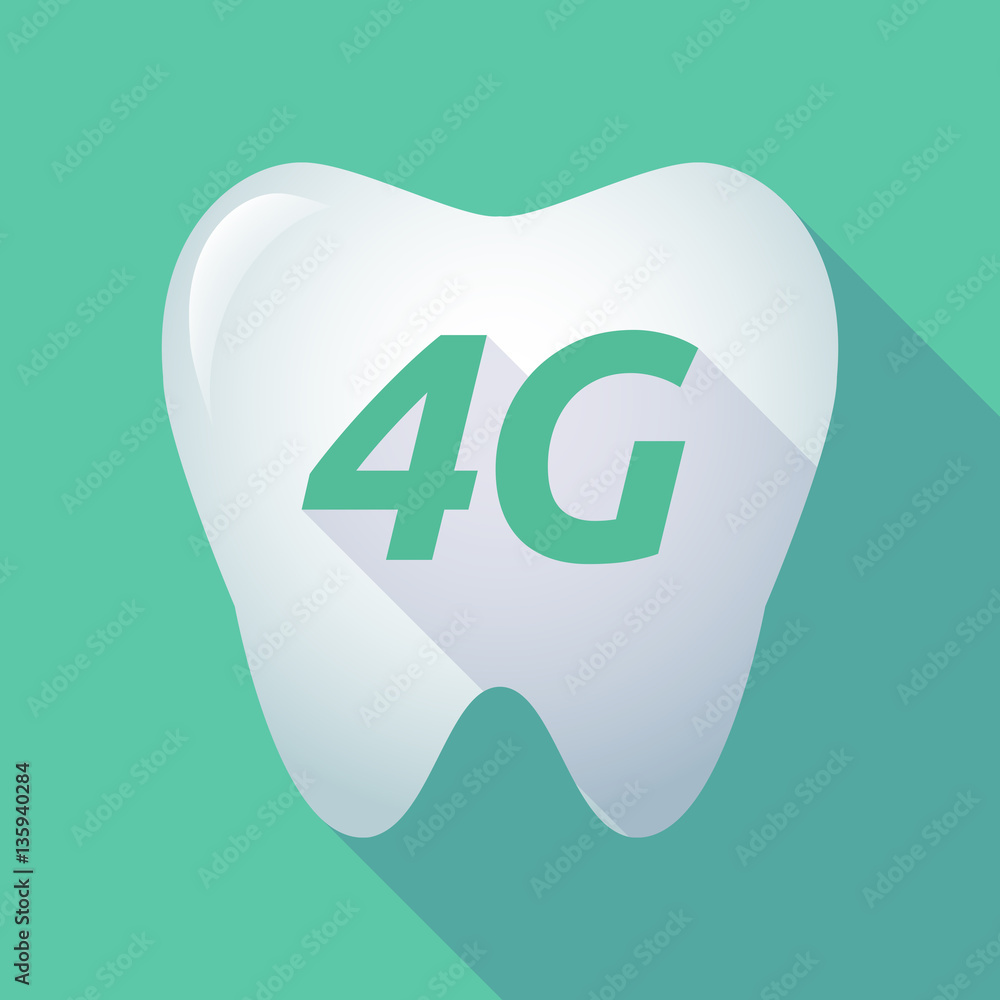 Long shadow tooth with the text 4G Long shadow tooth with the text 4G