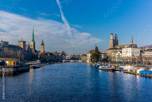 View of the center of Zurich and the Limmat river - 1