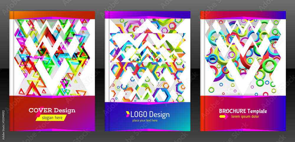 Polygonal geometric shape brochure background. Chaotic surface colorful report design for cover. Modern abstract pattern flyer. Colorful mixed geometric shapes for folder. Vector eps 10