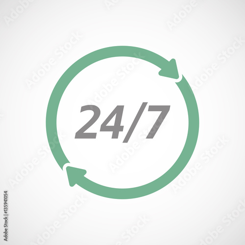 Isolated reuse sign with    the text 24/7
