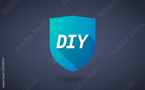 Long shadow shield with    the text DIY