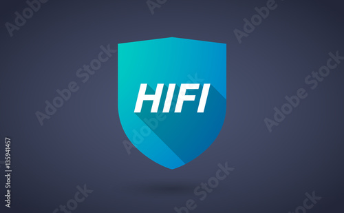 Long shadow shield with    the text HIFI