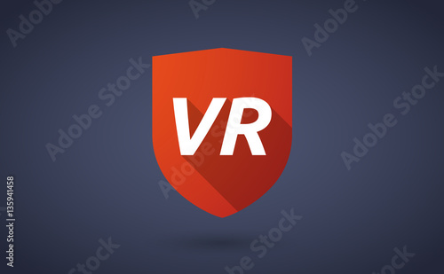 Long shadow shield with    the virtual reality acronym VR