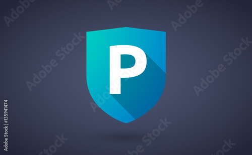 Long shadow shield with    the letter P