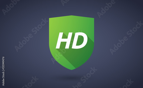 Long shadow shield with    the text HD
