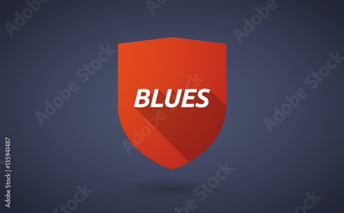 Long shadow shield with    the text BLUES