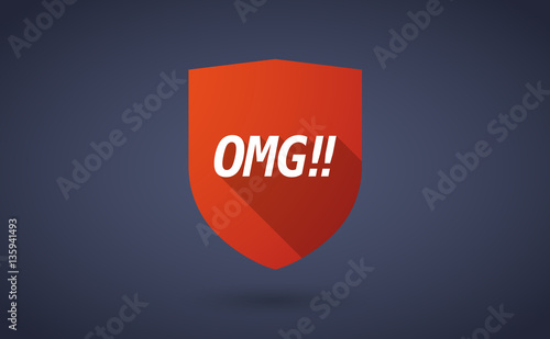 Long shadow shield with    the text OMG!!