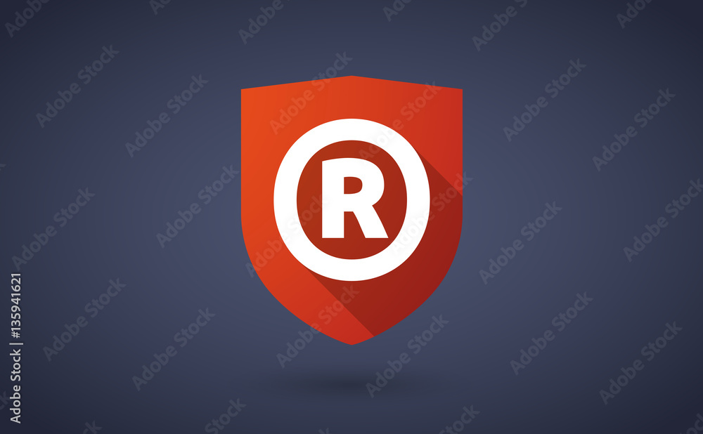 Long shadow shield with    the registered trademark symbol