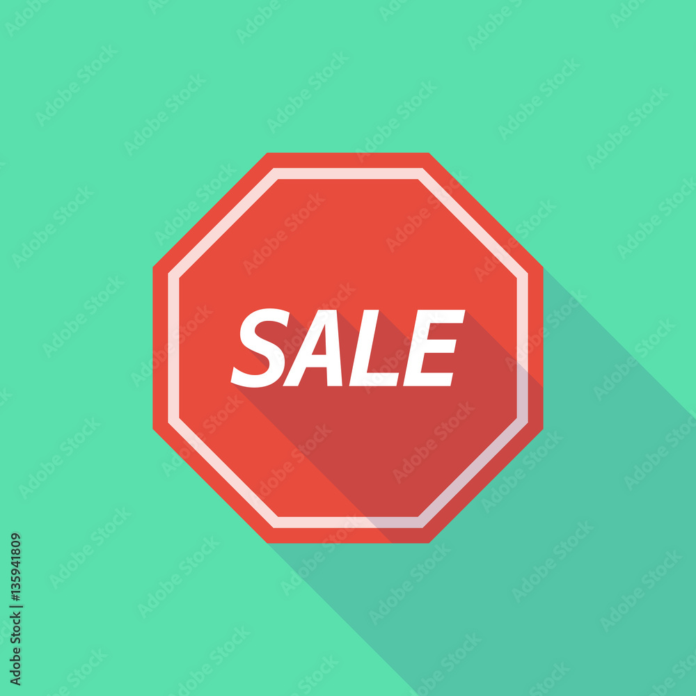 Long shadow stop signal with the text SALE Long shadow stop signal with the text SALE