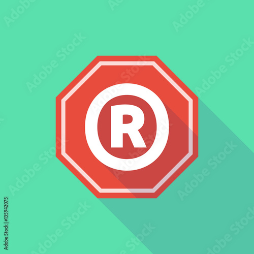 Long shadow stop signal with    the registered trademark symbol