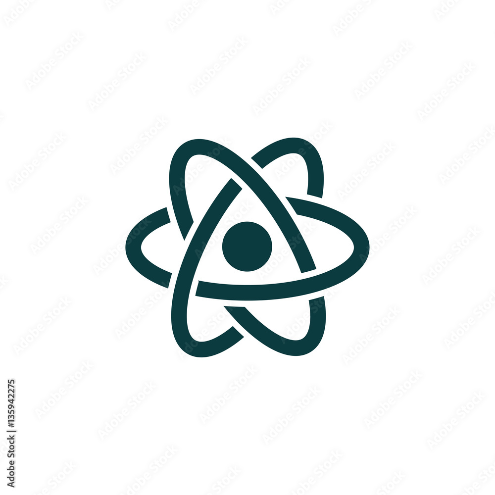 Atom Icon in trendy flat style isolated on white background. Ato - obrazy, fototapety, plakaty 