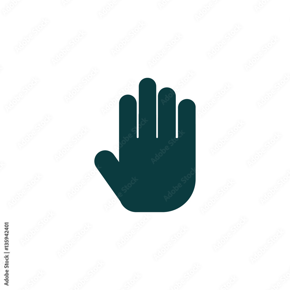 Stop hand Icon in trendy flat style isolated on white background Stop hand Icon in trendy flat style isolated on white background