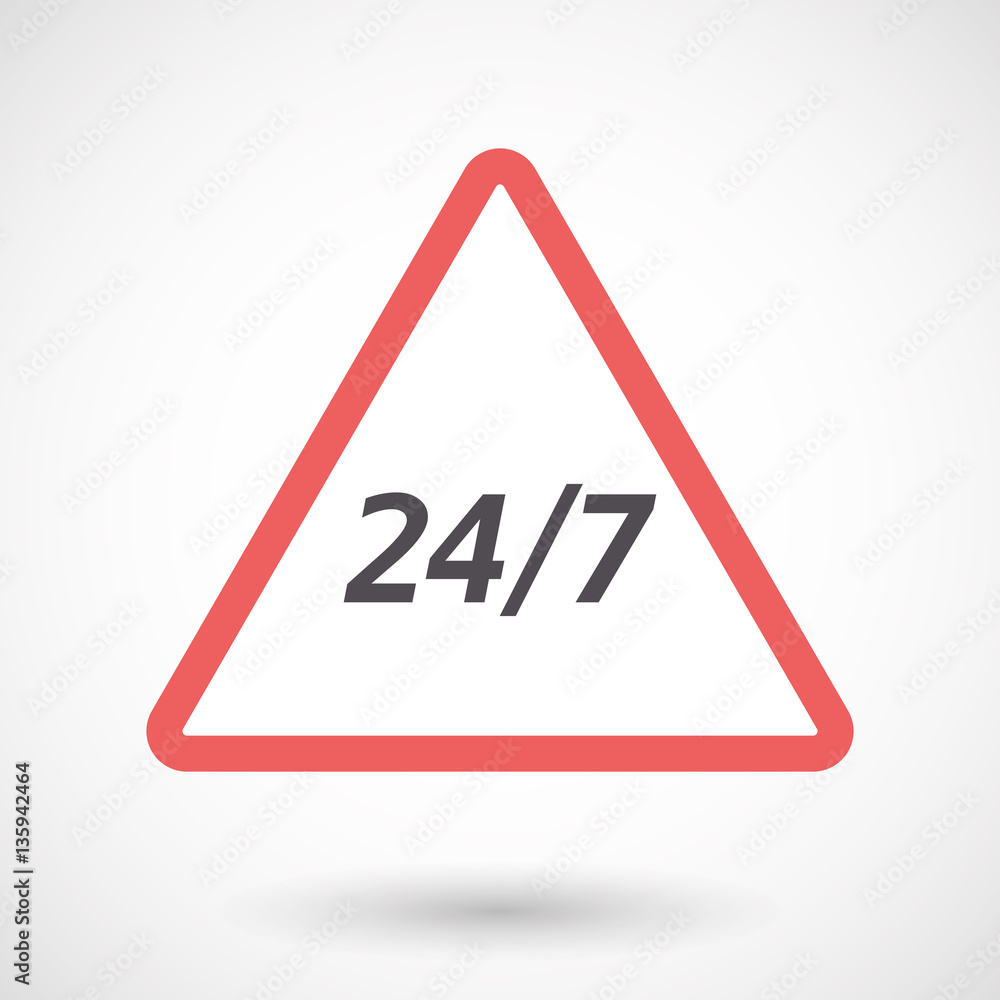 Isolated warning signal with the text 24/7 Isolated warning signal with the text 24/7