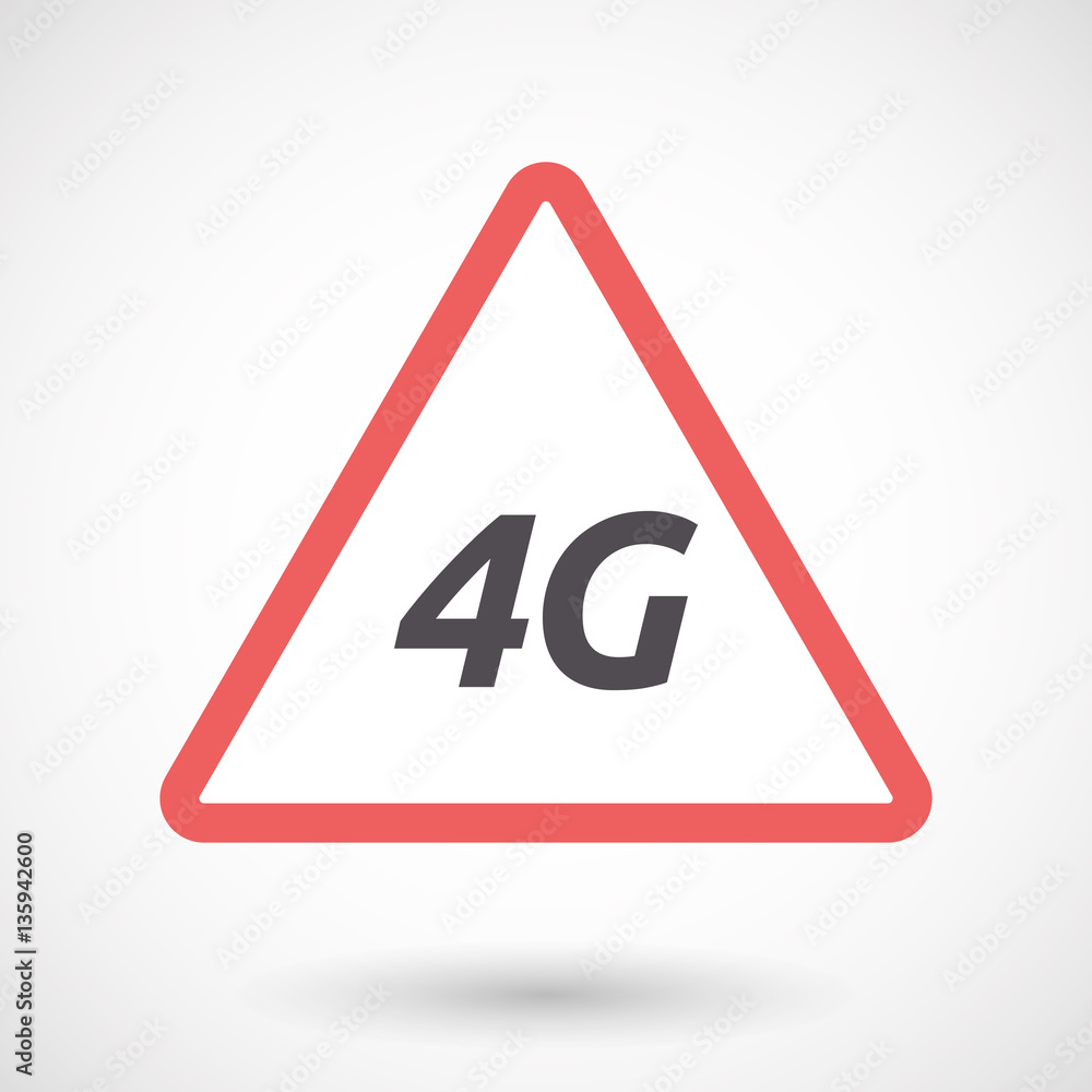Isolated warning signal with the text 4G Isolated warning signal with the text 4G