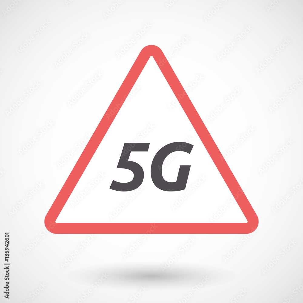 Isolated warning signal with the text 5G Isolated warning signal with the text 5G