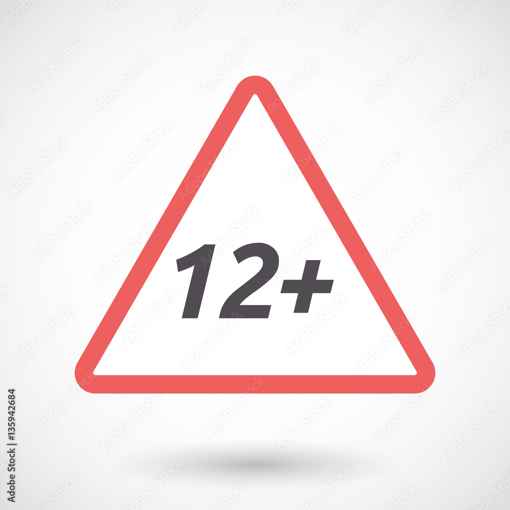 Isolated warning signal with the text 12+ Isolated warning signal with the text 12+