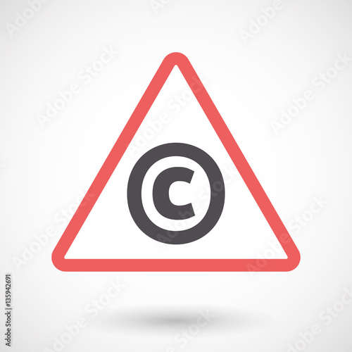 Isolated warning signal with    the  copyright sign