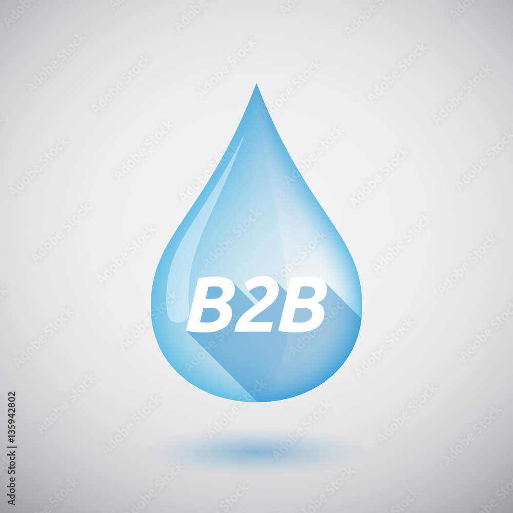 Long shadow water drop with the text B2B Long shadow water drop with the text B2B