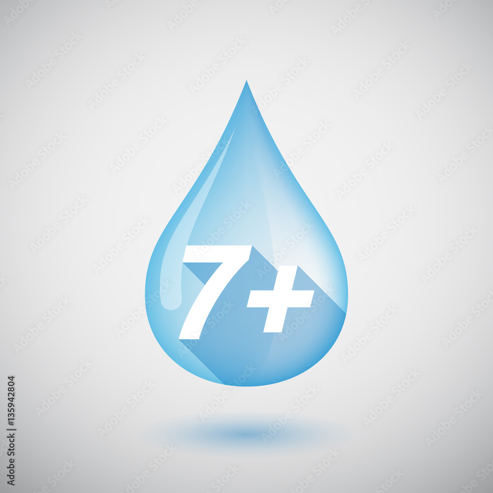 Long shadow water drop with the text 7+ Long shadow water drop with the text 7+