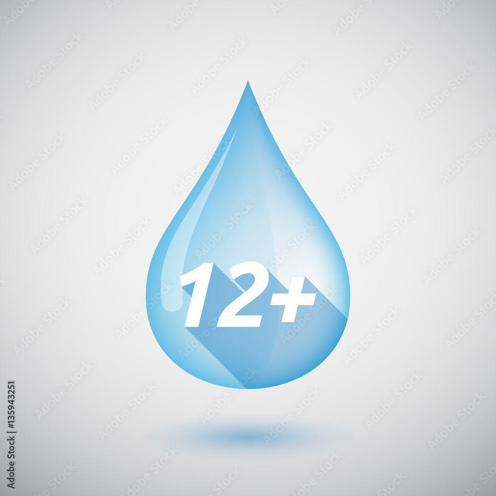 Long shadow water drop with    the text 12+