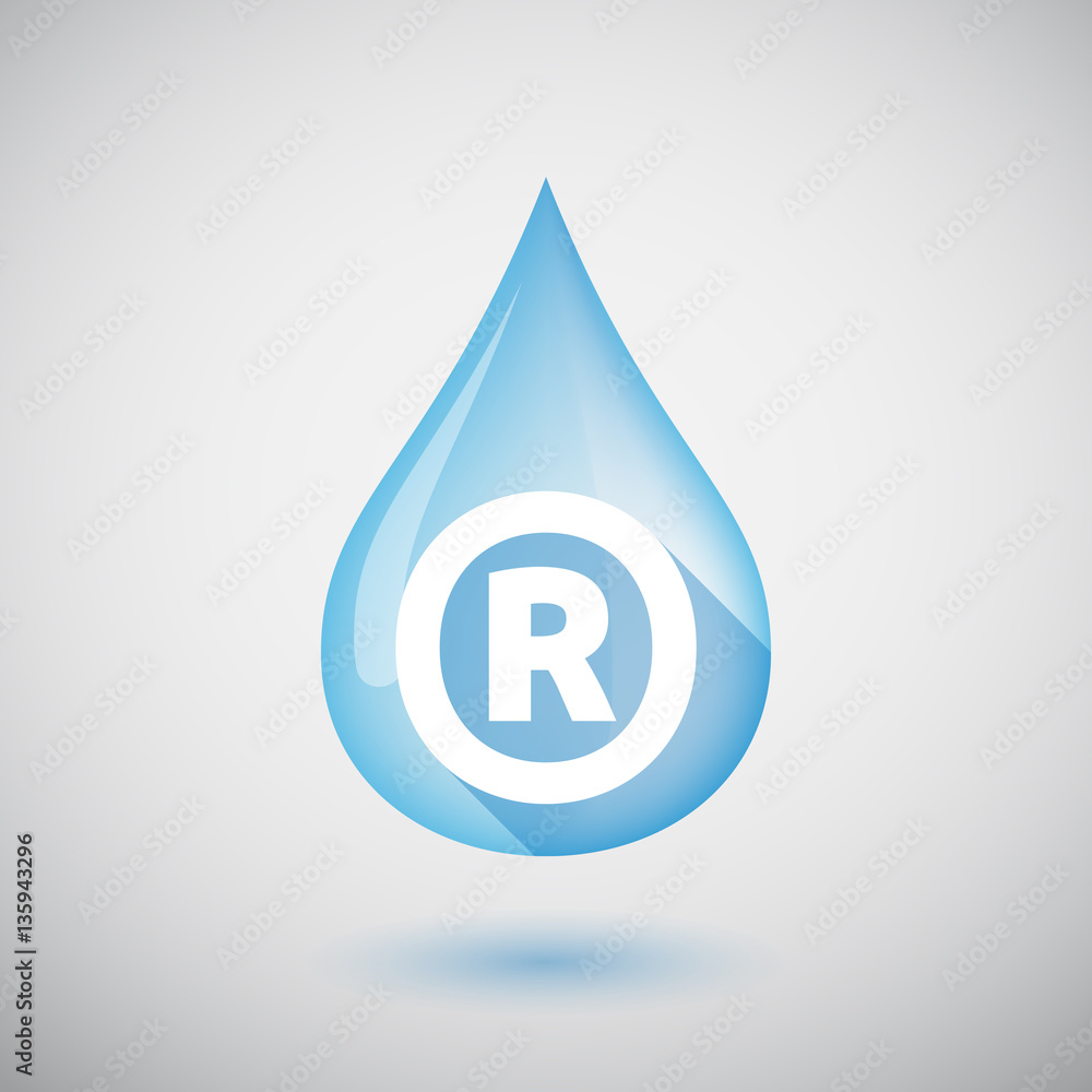 Long shadow water drop with the registered trademark symbol Long shadow water drop with the registered trademark symbol