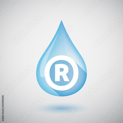 Long shadow water drop with    the registered trademark symbol