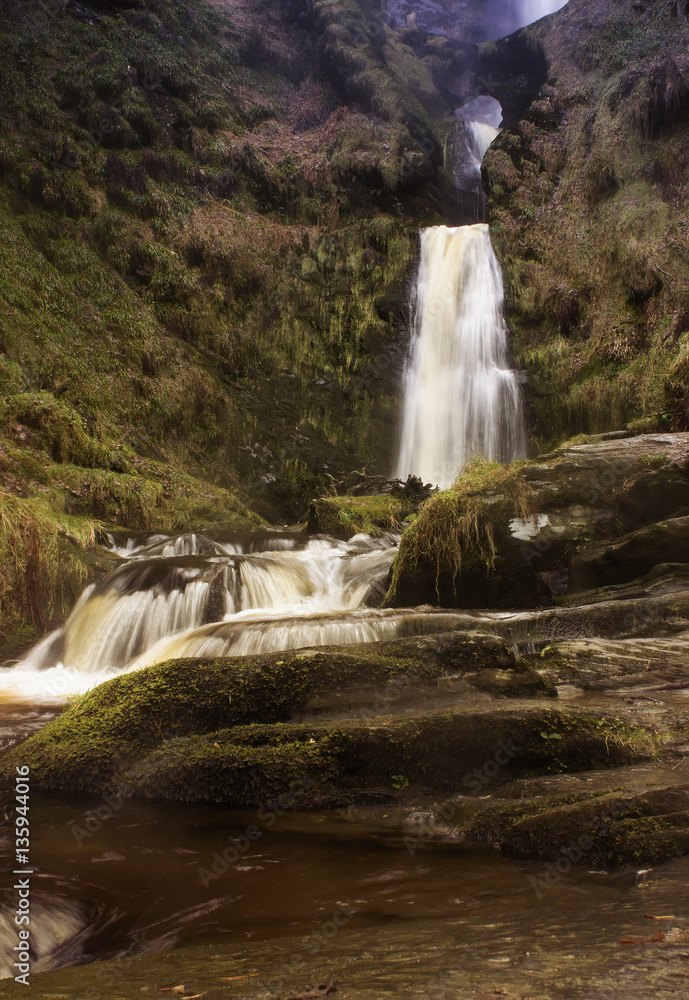 Obraz premium Pistyll Rhaeadr waterfall in North Wales UK with a long exposure