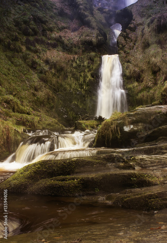 Pistyll Rhaeadr waterfall in North Wales UK with a long exposure