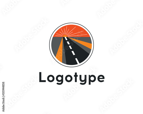 Logotype transportation, road, highway.Construction vector icon idea with highway in negative space.