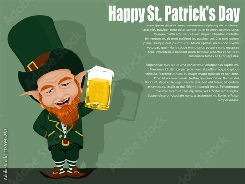 Isolated Leprechaun on green background
