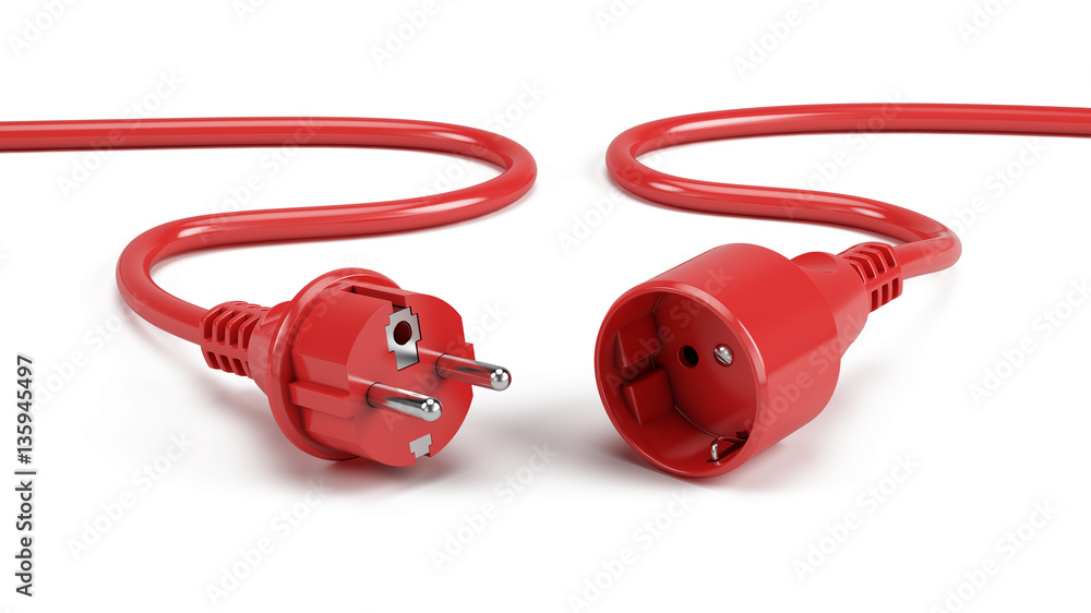 Electric plugs isolated on white - 3d render Electric plugs isolated on white - 3d render