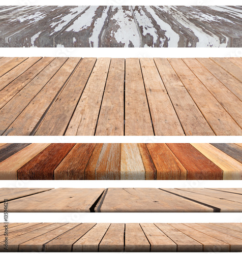 Table and floor wooden on isolated background