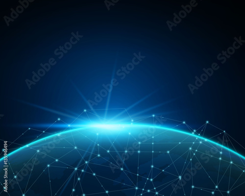 Vector Illustration of a Global Network Connection Concept. Worldwide Media Technology Background.