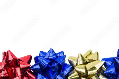 Christmas bow ribbon isolated on the white background with clipping path