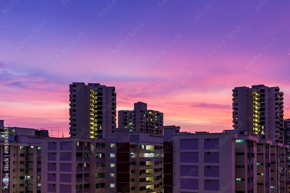 Apartment Dusk, Living Flat Sunset, Twilight skyscraper time aer