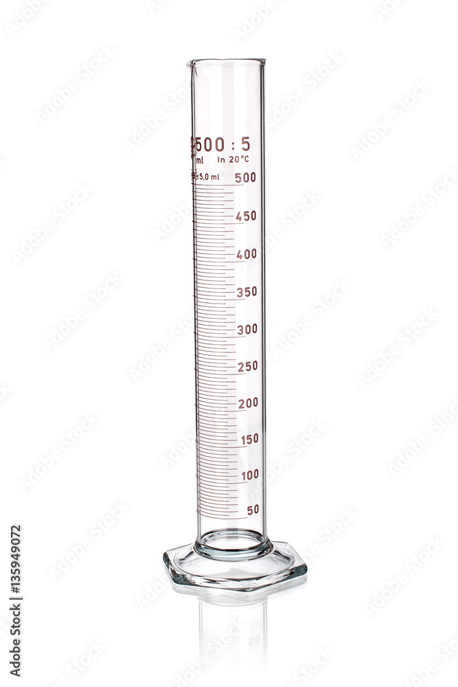 Laboratory graduated cylinder isolated on white Laboratory graduated cylinder isolated on white