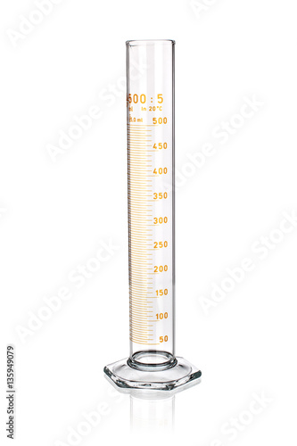 Laboratory graduated cylinder isolated on white