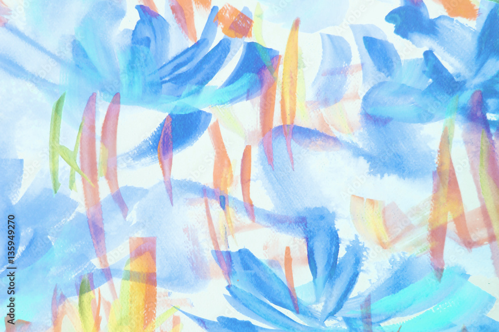Abtract hand painted watercolor floral design blurred soft focus background