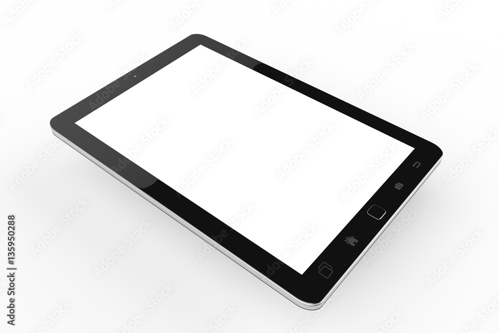 Modern digital black tablet on white background 3D rendering Modern digital black tablet on white background 3D rendering