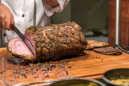 Bilde på lerret Carving Wagyu beef