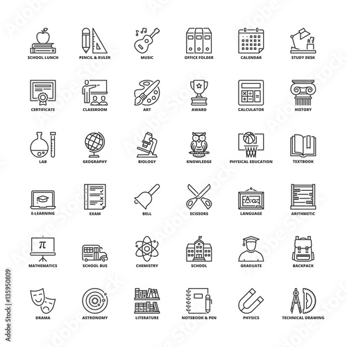 Outline icons. School