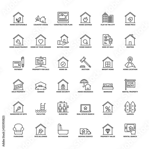 Outline icons. Real estate