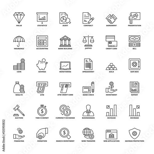 Outline icons. Finances